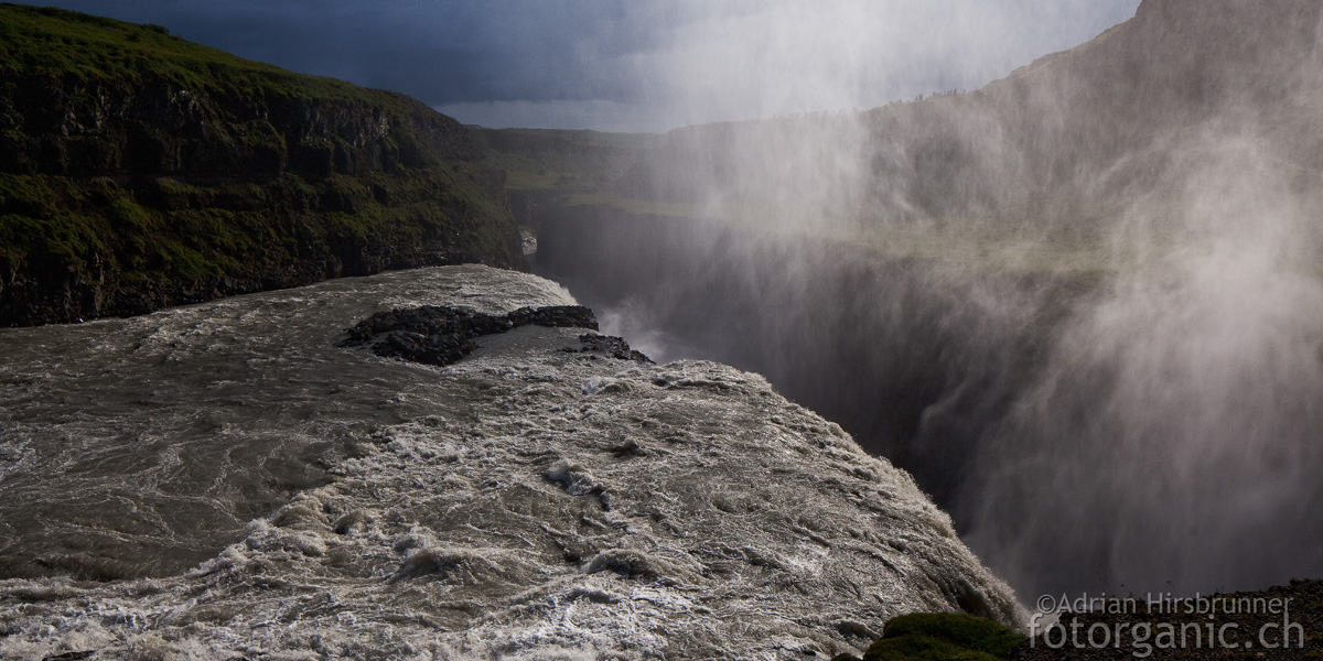 Blick in die Schlucht der Hvítá, Gullfoss.