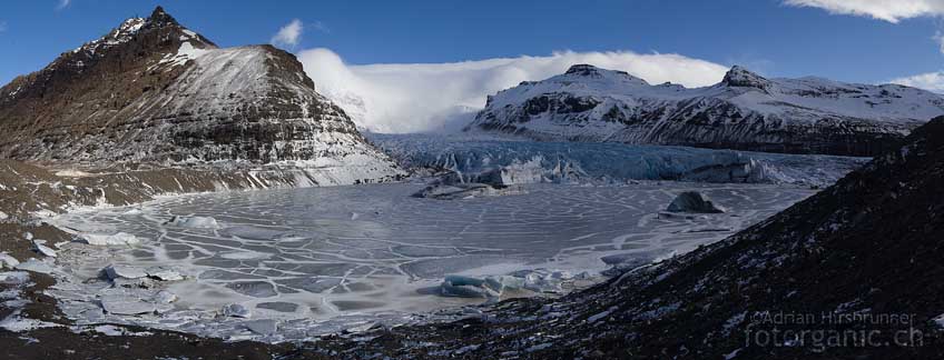 Gletscher im Skaftafell-Nationalpark Überall Gletscherzungen. Der Skaftafell-Nationalpark.