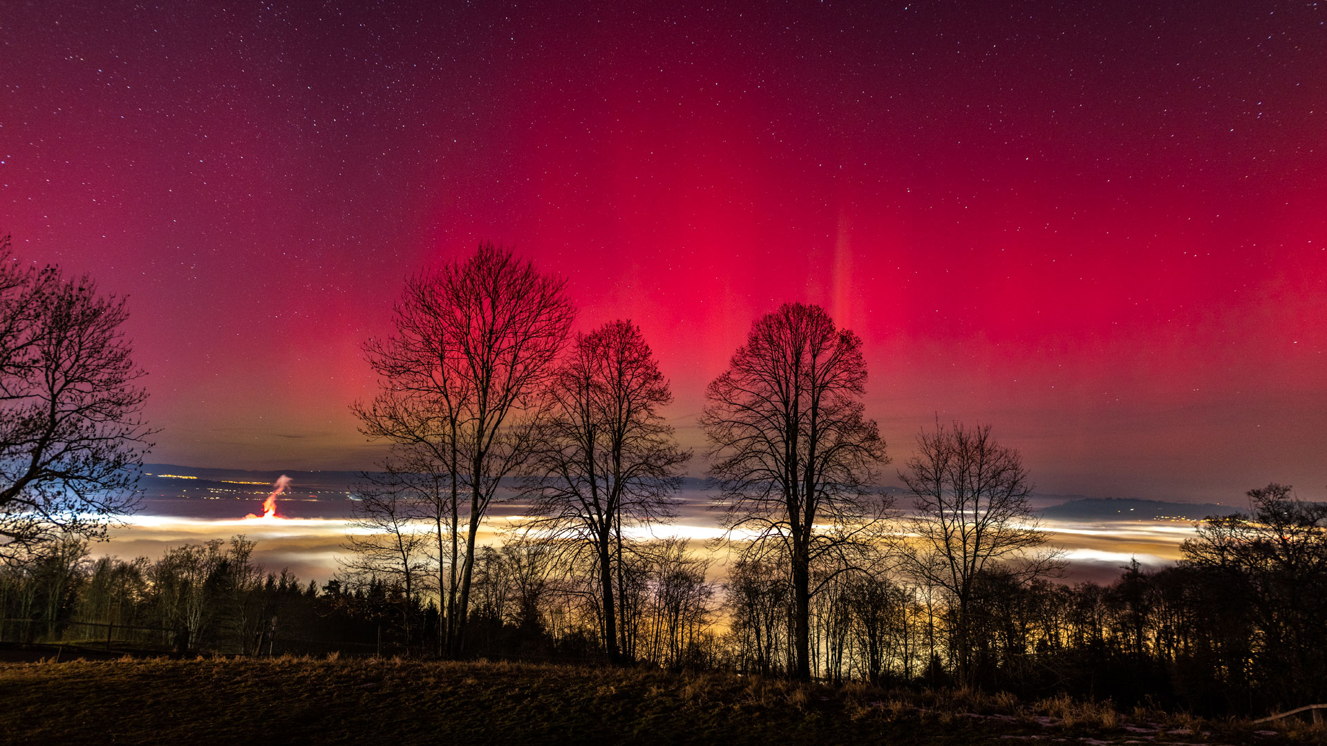 Am 19.01.2026 erscheinen in der Schweiz Polarlichter am Himmel